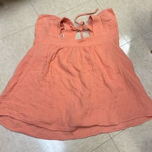 Coral Sleeveless Top with Tie Back